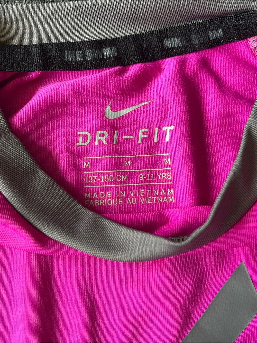 Nike Dri-FIT Kids M 9-11 Pink Gray 3/4 Sleeve Athletic Top